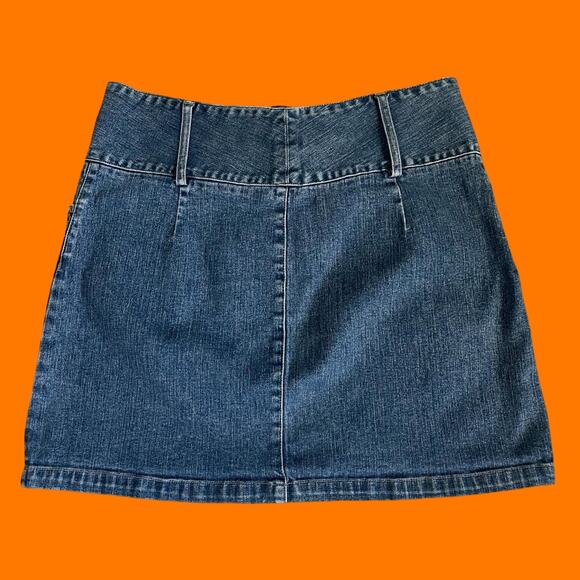 00's vintage denim embroidered y2k low rise mini skirt Size 8 cache - Picture 7 of 7